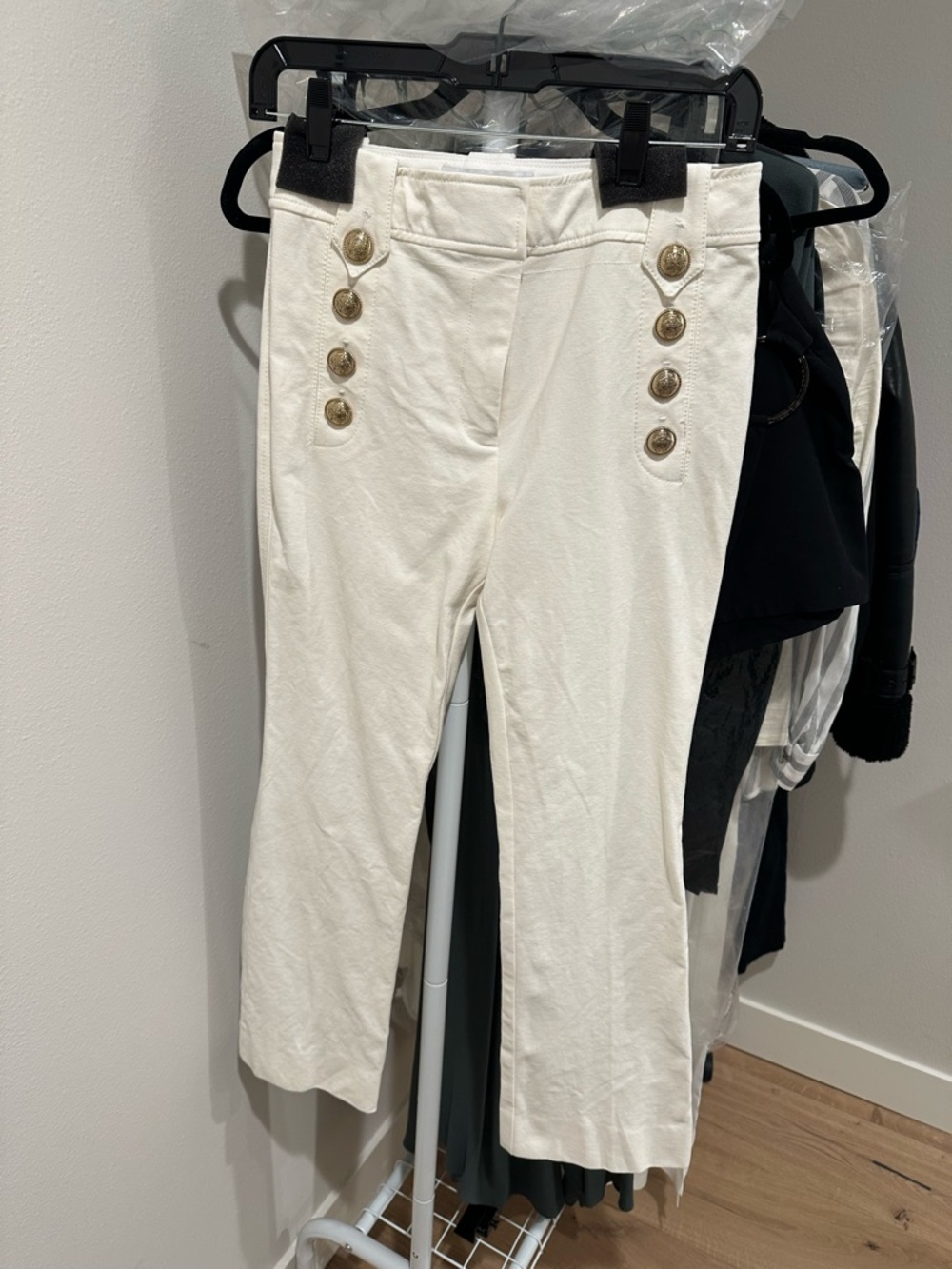 Derek Lam 10 Crosby Ivory High-Waist Button Pants